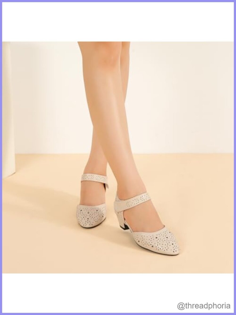 Women's Low Block Heel Pumps Round Toe Cutout D'Orsay Shoes - Picture 5 of 6